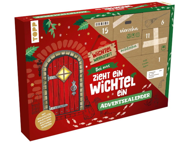 Bei uns zieht ein Wichtel ein - Adventskalender mit Wichteltür, Bastelmaterial und Anleitungbuch
