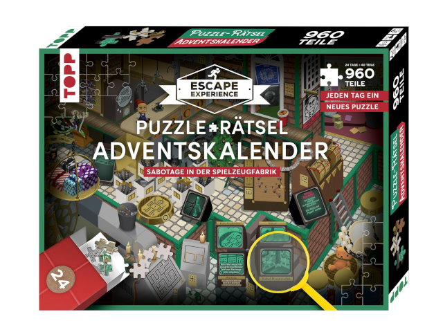 Puzzle-Rätsel-Adventskalender - Sabotage in der Spielzeugfabrik