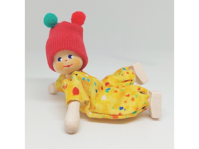 Baby, Pommelmütze rot, Str.-gelb