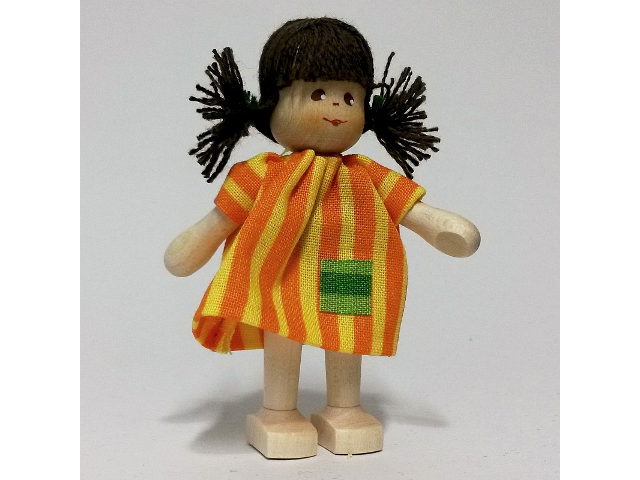 Mädchen, Kleid, Streifen-orange