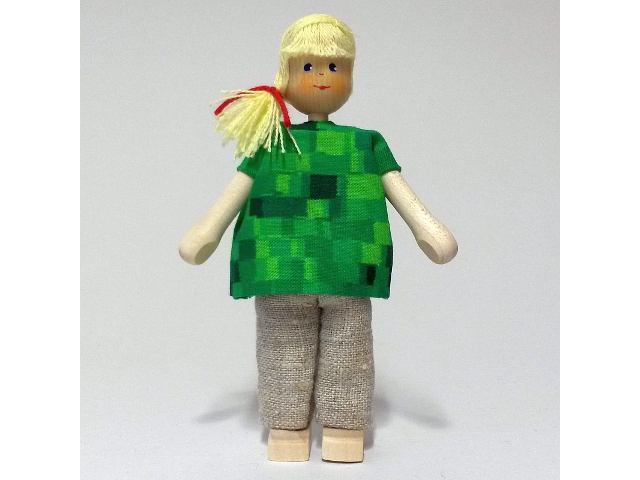 Mutter, Bluse grün, Haare blond