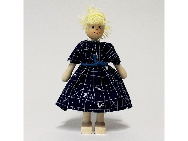 Mutter, Kleid-blau, Haare blond