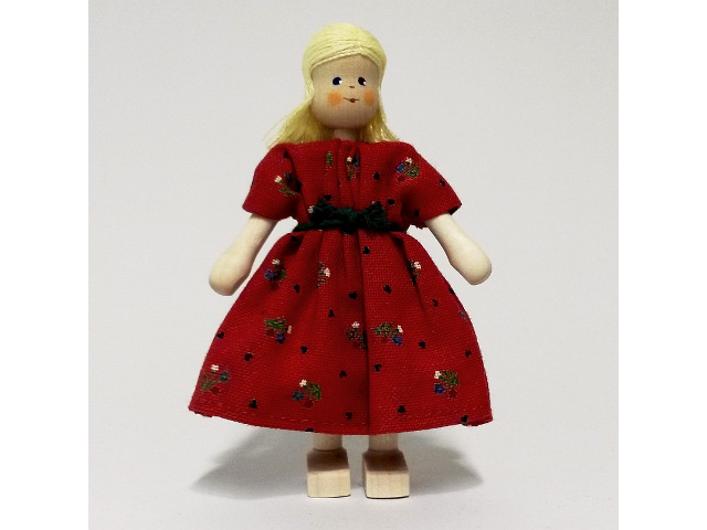 Mutter, Kleid-rot, Haare blond