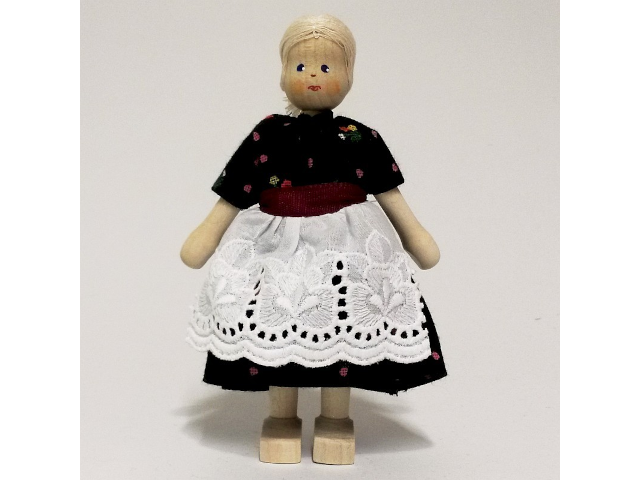 Oma, Kleid-blau, Schürze