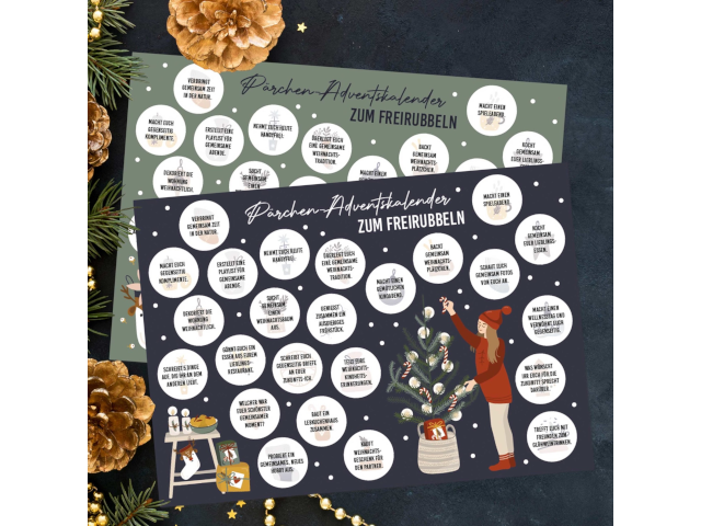 Adventskalender zum Freirubbeln – Aufgaben Paare