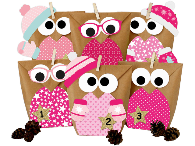Adventskalender Eulen – Rosa Plus
