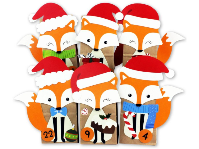 Fuchs Adventskalender zum Basteln – vorgestanzt