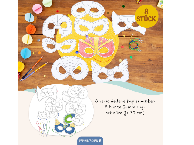 Bastelset Papiermasken Superhelden