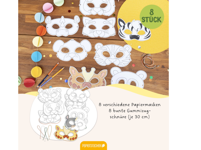 Bastelset Papiermasken Tierwelt