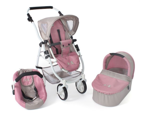 3 in 1 Kombi Puppenwagen rosa-creme