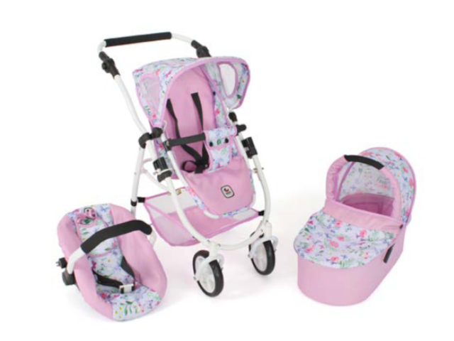 3 in 1 Kombi Puppenwagen Flowers