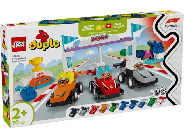 F1 Team Rennautos mit Rennfahrern, Lego Duplo