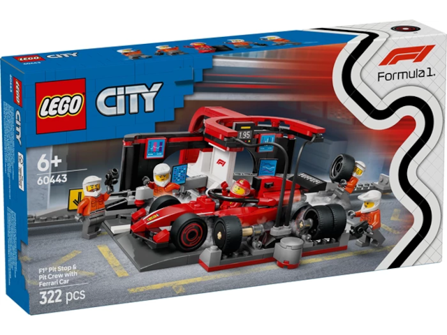 F1 Boxenstopp mit Boxencrew und Ferrari Flitzer, Lego City