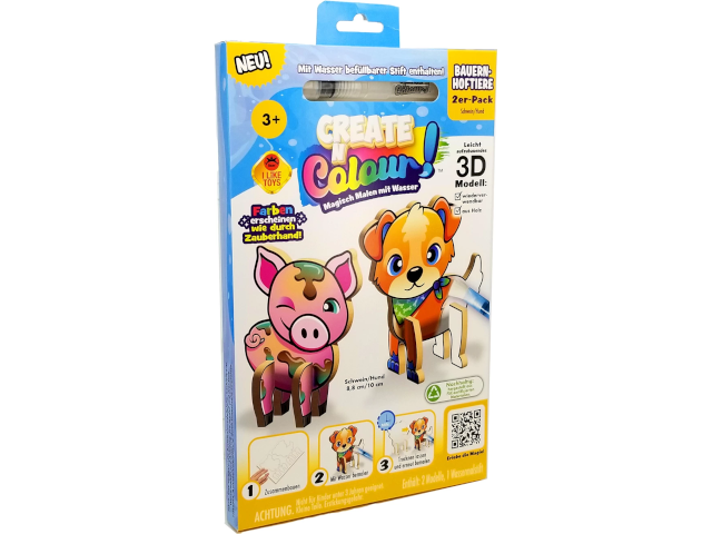 Create Bauernhof Hund + Schwein d, 3D Holzmodell