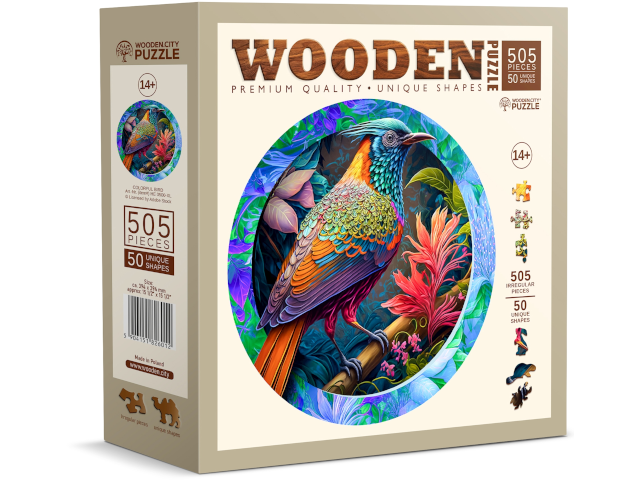 Puzzle Holz XL Colorful Bird 505 Teile