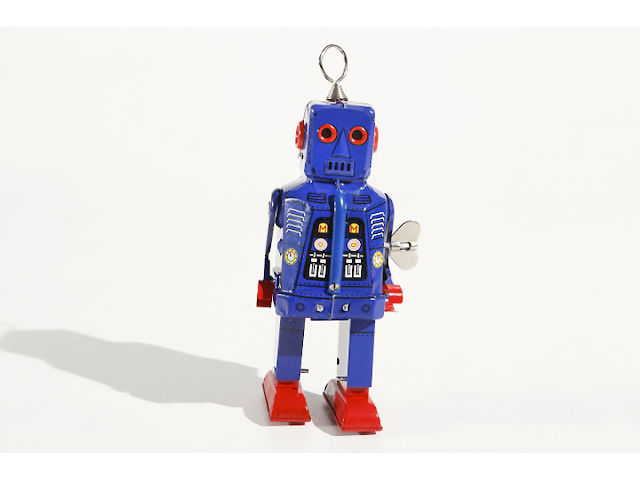 R8 Roboter mit Feuerstein, 20cm, blau