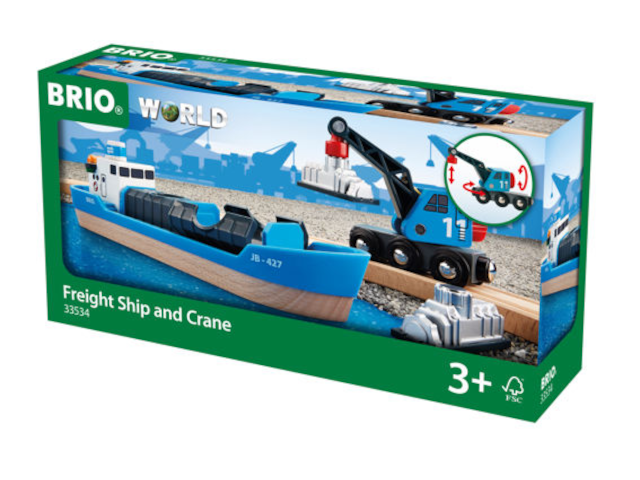 Containerschiff mit Kranwagen