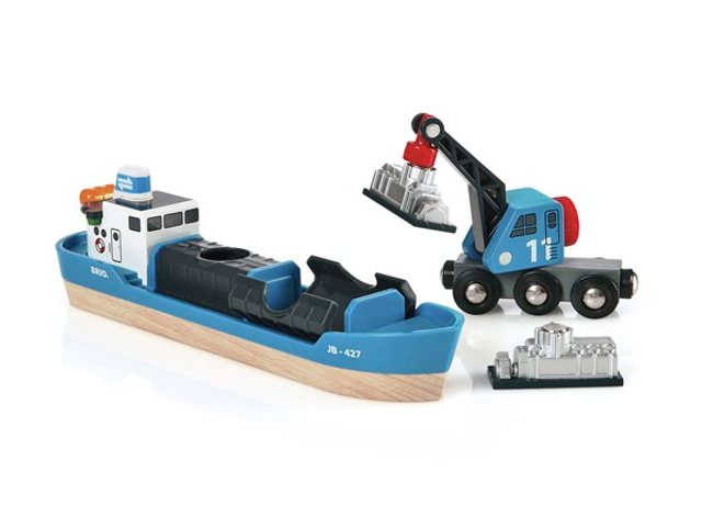 Containerschiff mit Kranwagen - 0