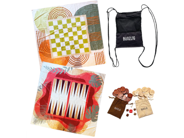 Spieltuch-Set `Backgammon, Dame und Schach`