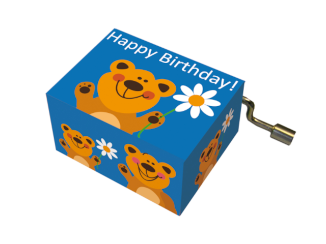 Spieluhr Happy Birthday Bär mit Blume