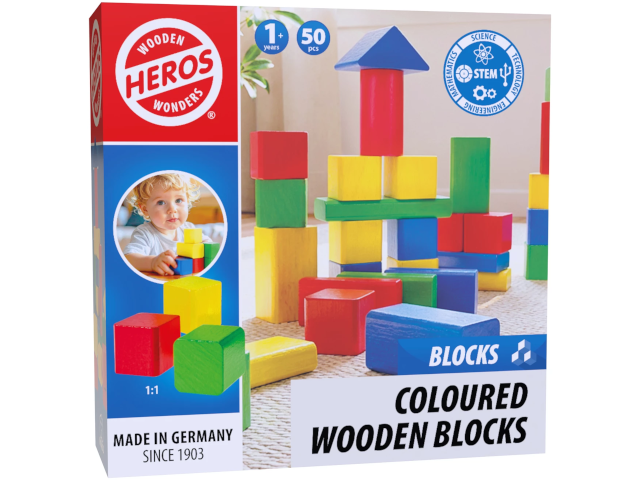 Holzbausteine kompakt bunt 50 Teile