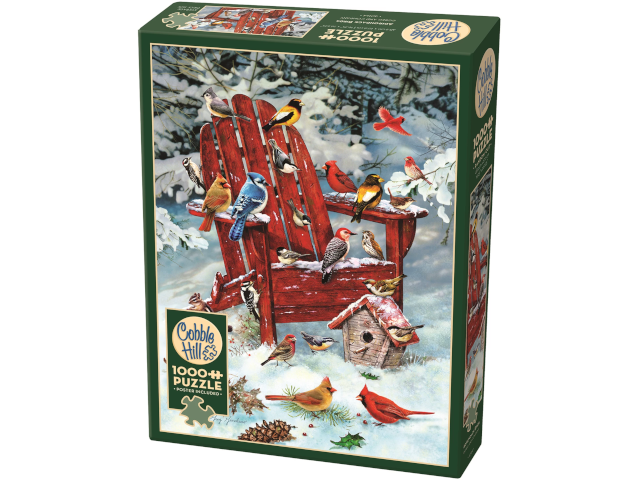 Roter Schaukelstuhl im Schnee 1000 Teile