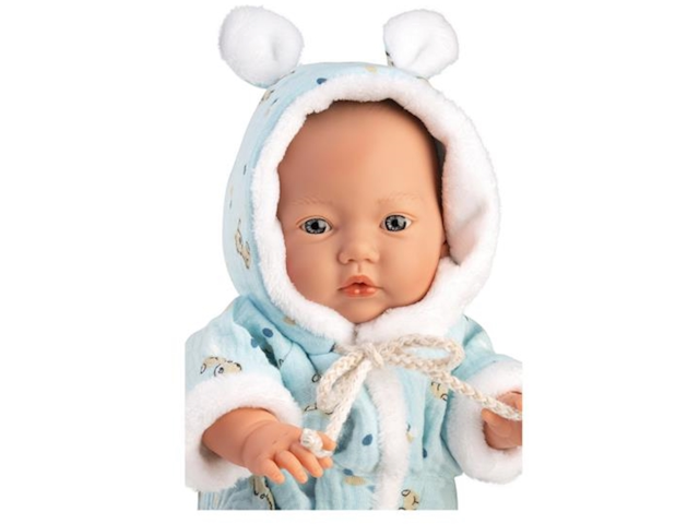 Babypuppe mit Overall blau 32cm - 0