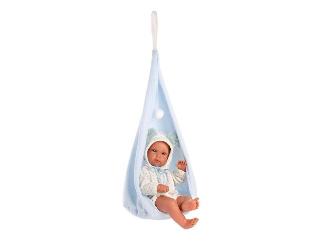 Babypuppe mit Schaukelzelt blau 35cm