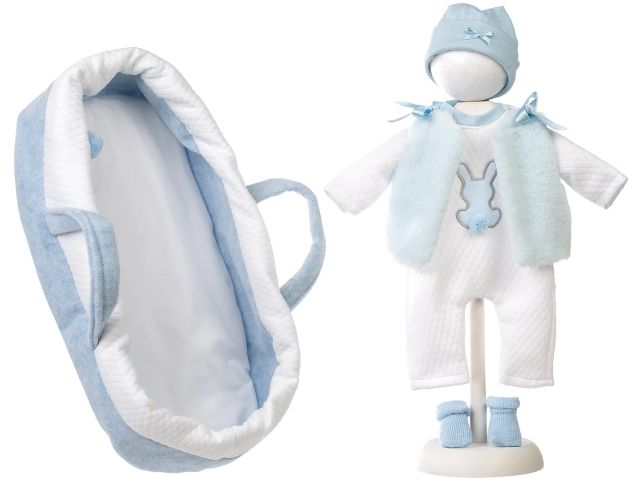 Puppentragetasche & Strampler blau 42cm - 0