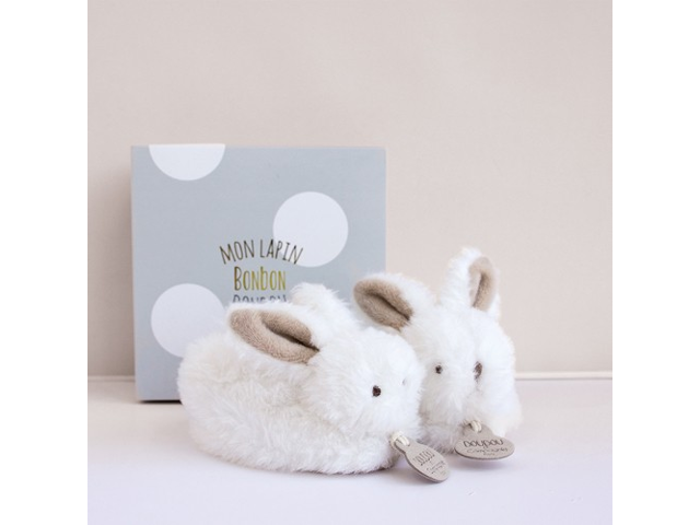 Bonbon Hase Füsslinge mit Rassel,taupe 0-6M
