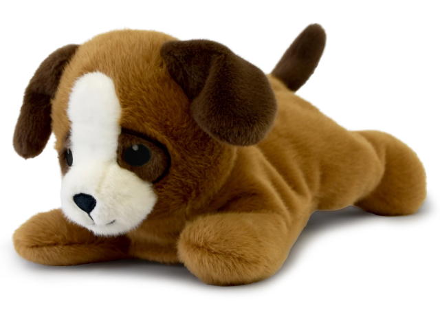 Hund liegend braun 30cm
