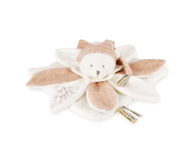 Schmusetuch Bär Blüte rosegold 25cm