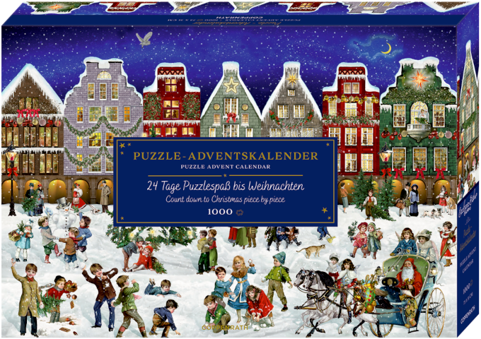 Winterabend in der Stadt, Puzzle-Adventskalender, 1000-teilig