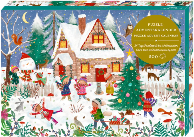 Fröhliche Winterzeit, Puzzle-Adventskalender, 500-teilig