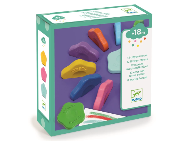 12 Blumen-Wachsmalkreiden
