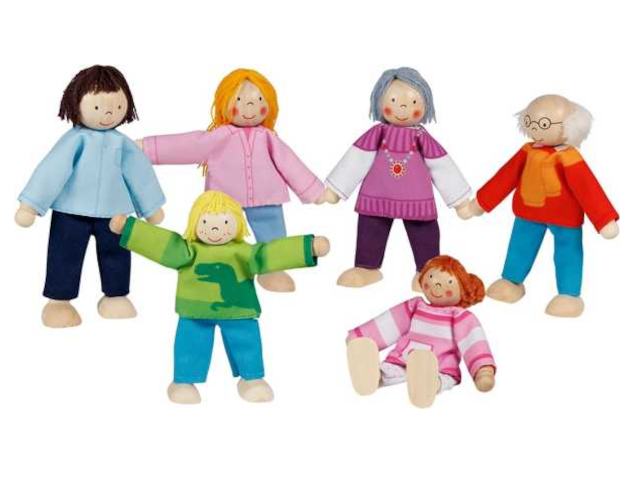 Biegepuppen moderne Familie, 6 teilig