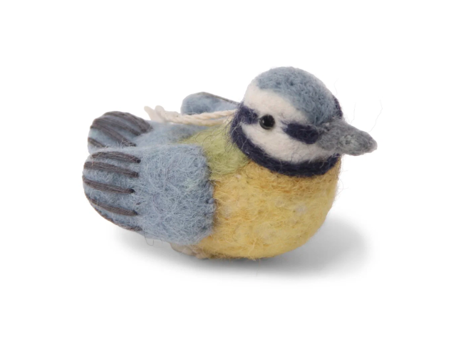 Filzfigur: gelb/blauer Vogel