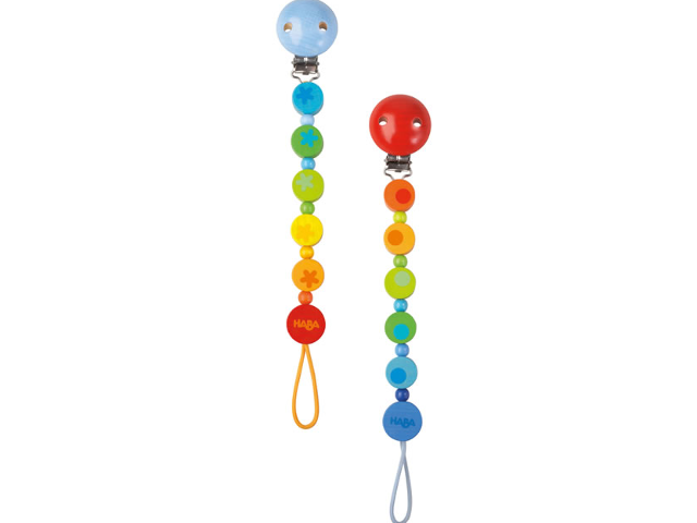 Schnullerkette Regenbogen (rot oder blau)