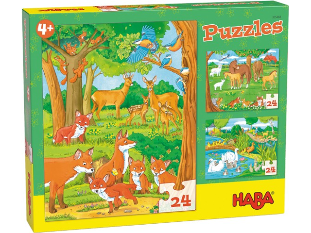 Puzzle 3x24 Teile Tierfamilien