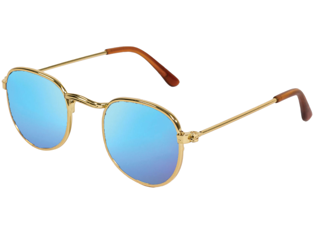 Sonnenbrille, gold, blau verspiegelt