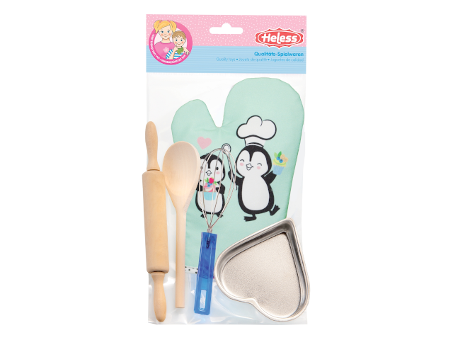 Kinder-Backset mit Topfhandschuh Pinguin und Backzubehör
