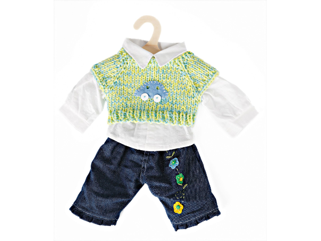 Jeans-Set mit Pullunder und Hemd, Gr. 35-45 cm