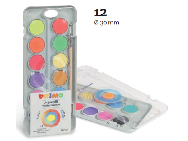 Primo Wasserfarben fluo,met. inkl. Pinsel
