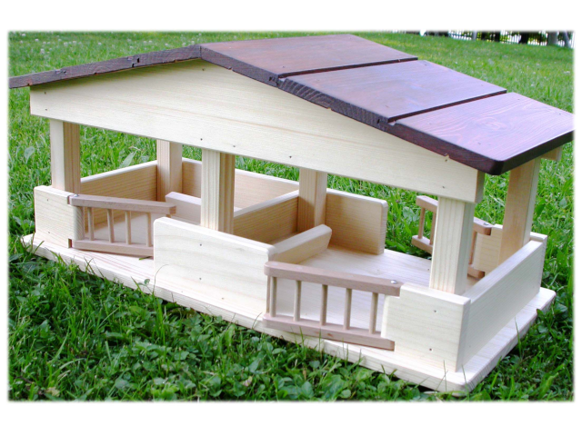 Stall klein, Massivholz mit Set 4 Zäune