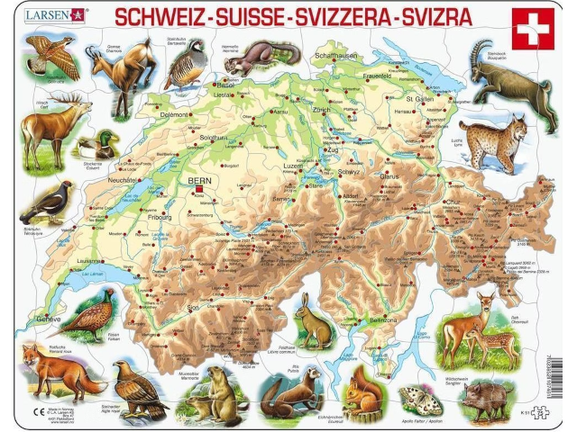 Puzzle 75 Teile Schweiz Maxi geografisch