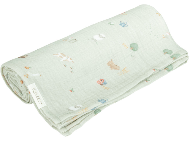 Swaddle 120 x 120 cm muslin Little Farm
