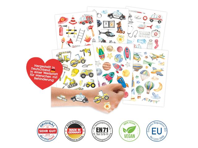 100 Kindertattoos zum Aufkleben – Berufe