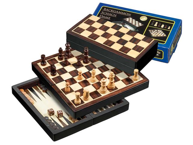 Reise-Schach-Backgammon-Dame-Set, magnetisch