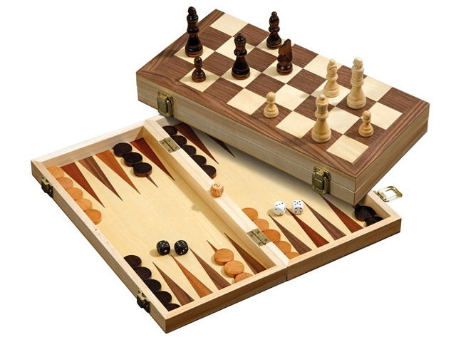 Schach-Backgammon-Dame-Set - Feld 40 mm