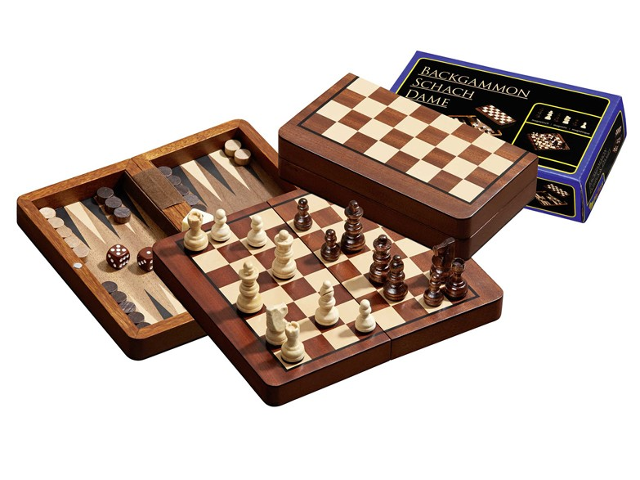 Schach-Backgammon-Dame-Set, magnetisch